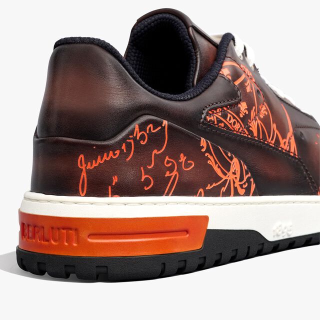 Playoff Scritto Leather Sneaker, MARRONE INTENSO+ARANCIO, hi-res 5