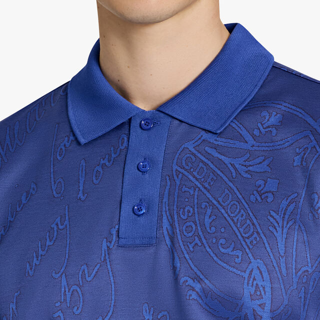 Jacquard Scritto Polo Shirt, VIBRANT BLUE, hi-res 5