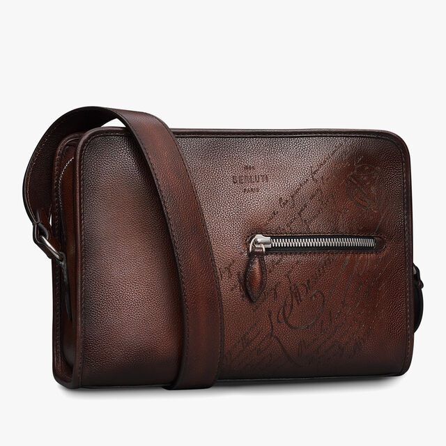 Journalier Scritto Leather Messenger, SOFT BROWN, hi-res 2