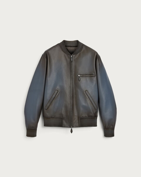 Leather Patina Un Jour Bomber, Fiamma Iron Blue, hi-res