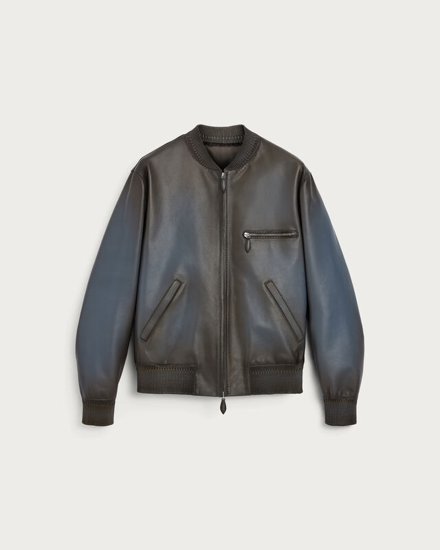 Leather Patina Un Jour Bomber, Fiamma Iron Blue, hi-res