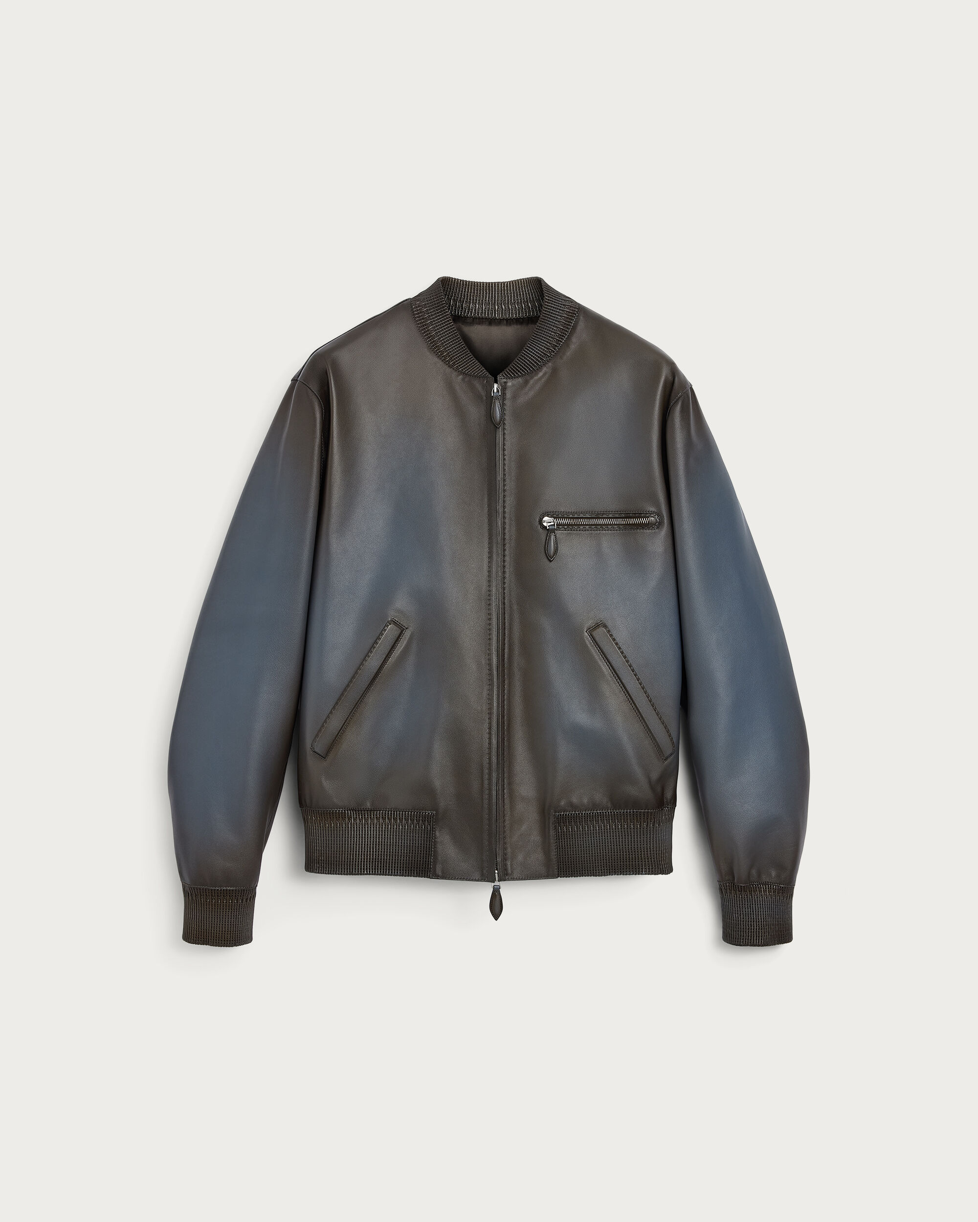 Leather Patina Un Jour Bomber, Fiamma Iron Blue, hi-res