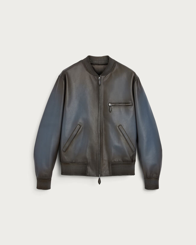 Leather Patina Un Jour Bomber, Fiamma Iron Blue, hi-res