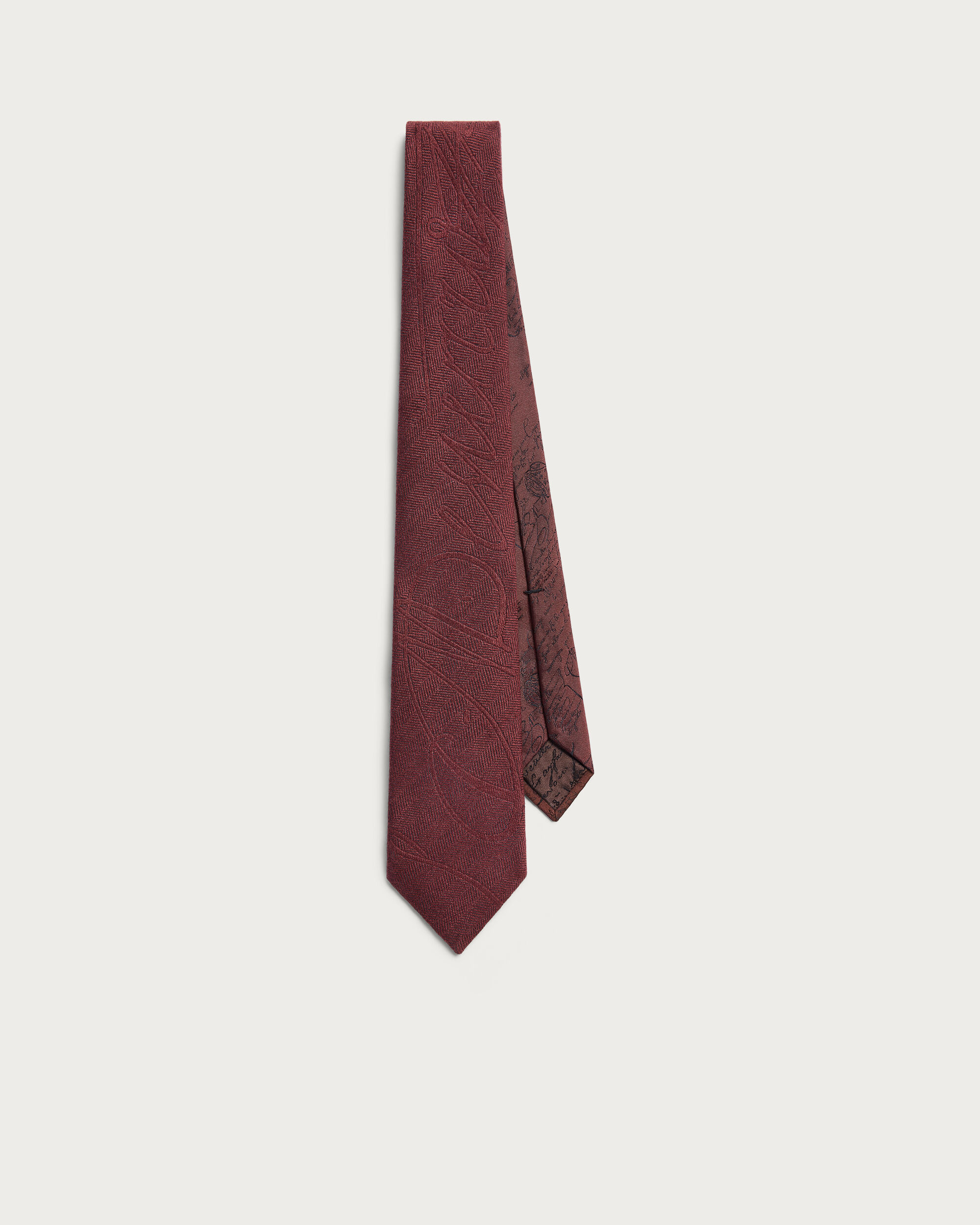 BERLUTI ベルルッティ　ネクタイ　カリグラフィー　茶色　ジャガード　光沢 ネクタイ ＆ ポケット チーフ 紳士用 | ベルルッティ JP