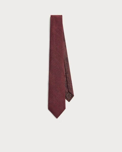 Scritto Pattern Herringbone Tie, Nero Bordo, hi-res