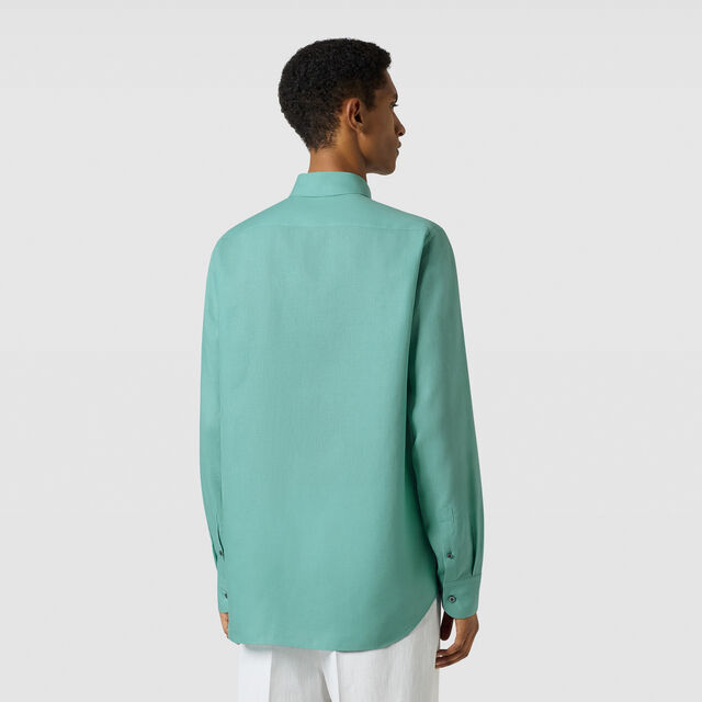 Linen Relaxed Scritto Pocket Shirt, AQUAMARINE, hi-res 3