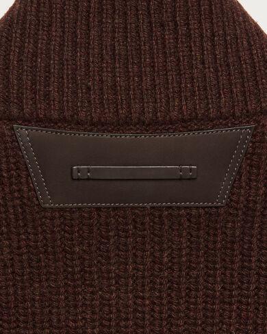 Mix Material Bodywarmer with Leather Details, Chestnut, hi-res