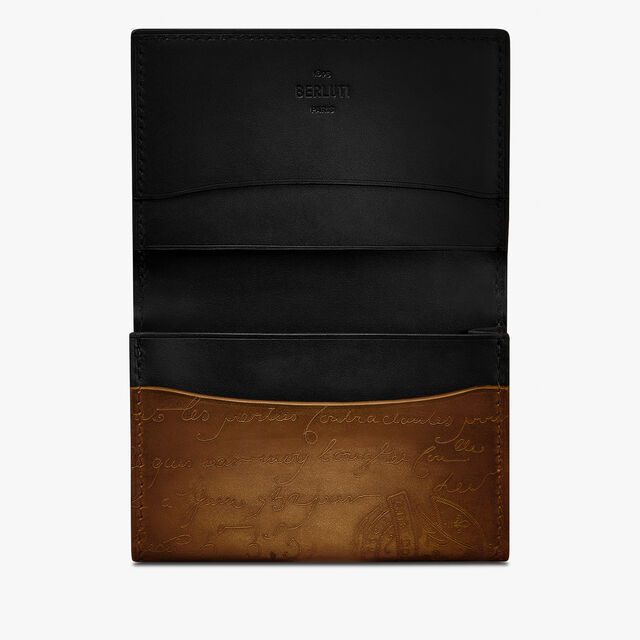 Imbuia Scritto Leather Card Holder, CACAO INTENSO, hi-res 3