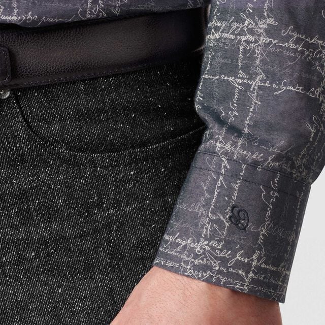 Cotton Scritto Alessandro Buttondown Shirt, INDIGO SCRITTO CHECK, hi-res 4