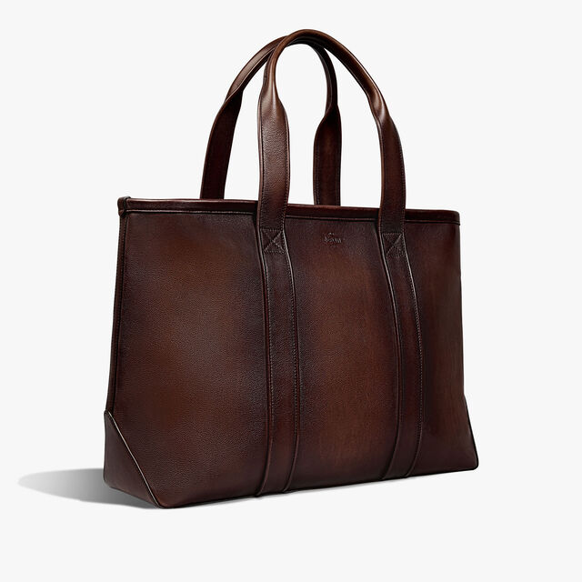 Oversize Tote Leather Tote Bag, SOFT BROWN, hi-res 2