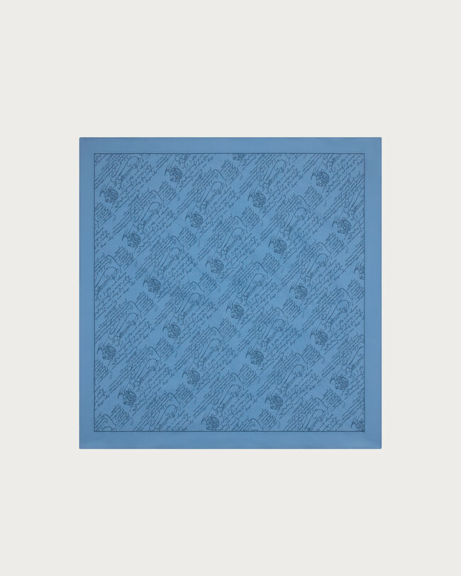 Scritto Pattern Handkerchief, Woad, hi-res