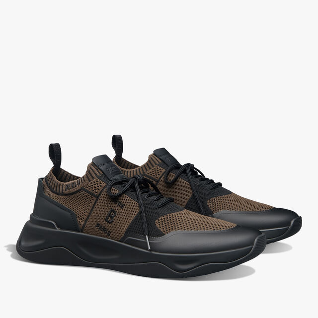 Sneaker Shadow En Maille Et Cuir De Veau Film Gomme, BROWN/BLACK, hi-res 2