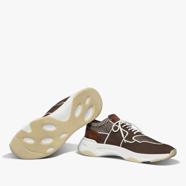 Shadow Knit And Leather Sneaker, DARK BROWN, hi-res 4