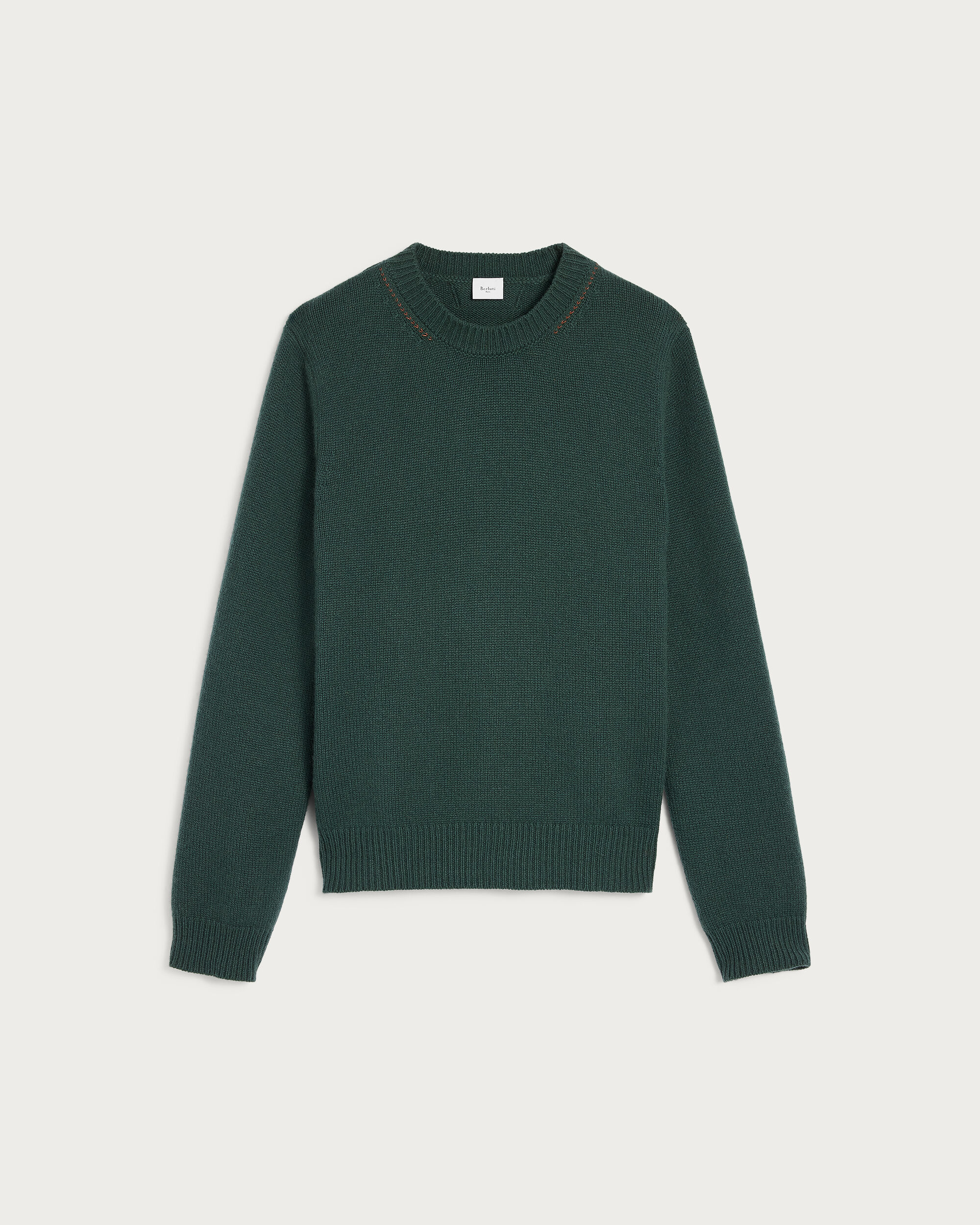 Leather Braiding Crewneck, Green, hi-res