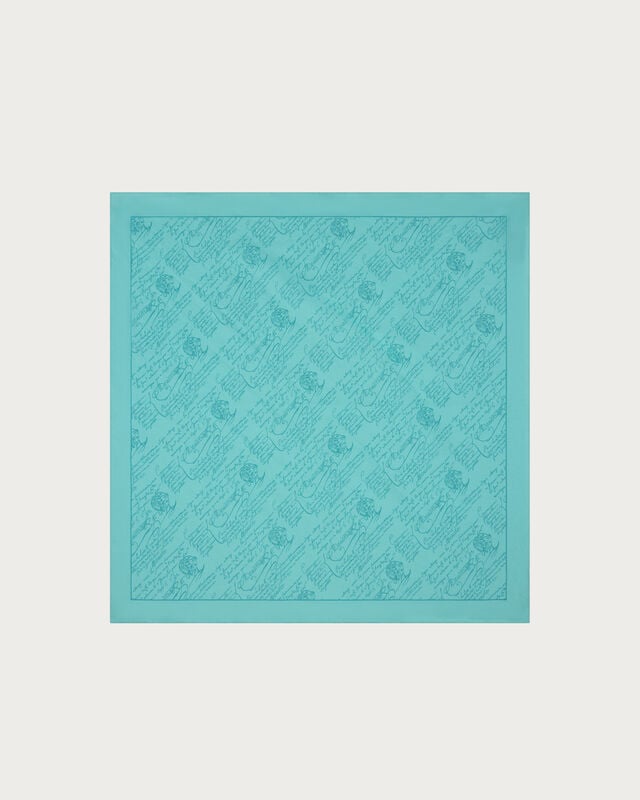 Scritto Pattern Handkerchief, Aquamarine, hi-res