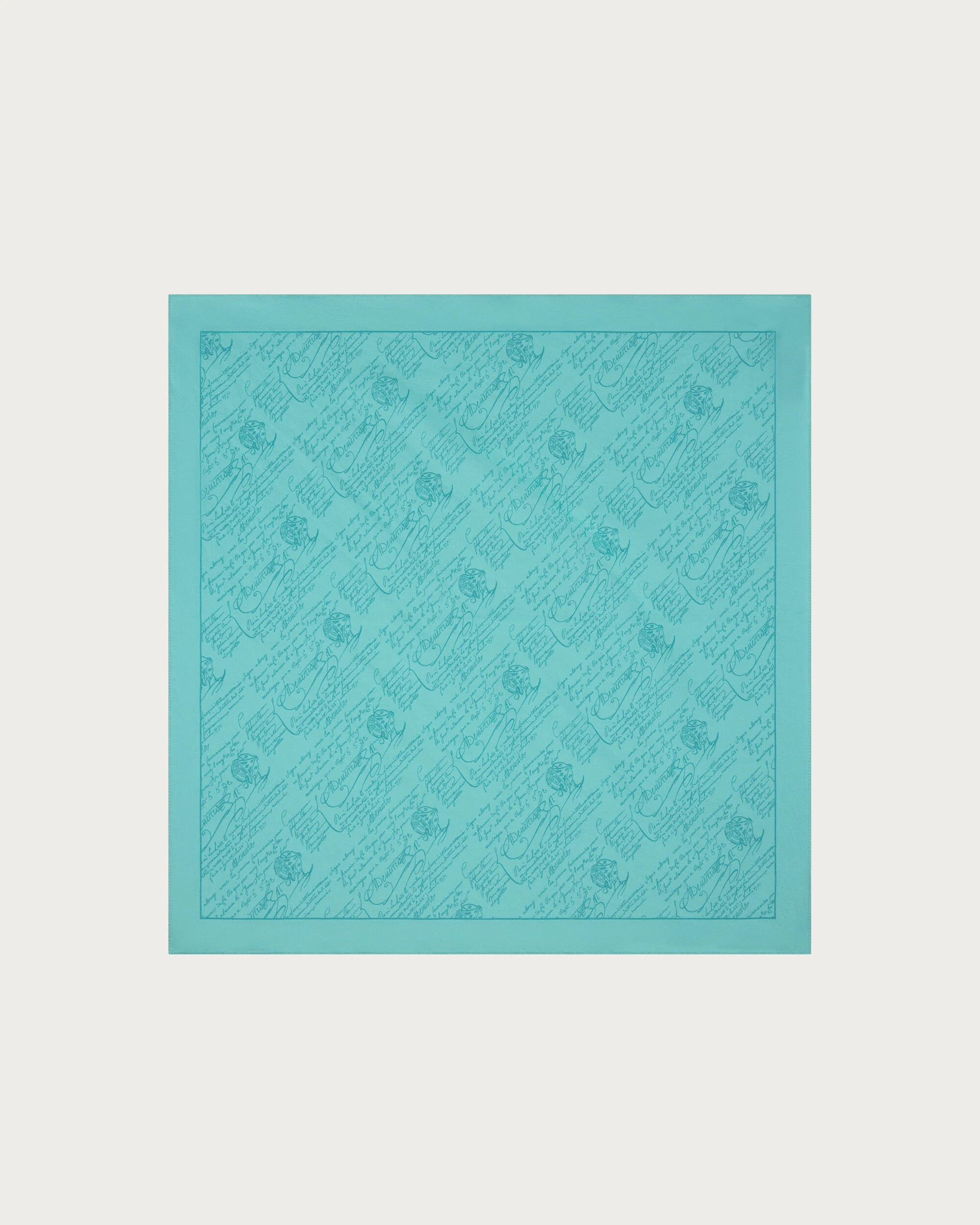 Scritto Pattern Handkerchief, Aquamarine, hi-res