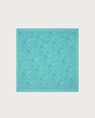 Scritto Pattern Handkerchief, Aquamarine, hi-res