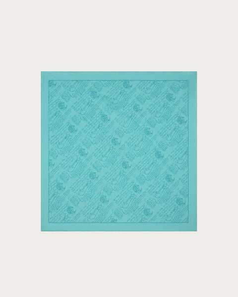 Scritto Pattern Handkerchief, Aquamarine, hi-res