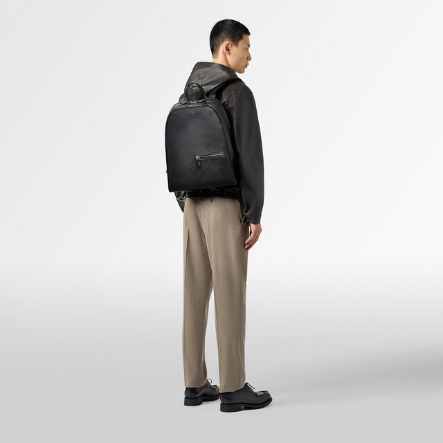 Working Day Scritto Leather Backpack, NERO GRIGIO, hi-res 8