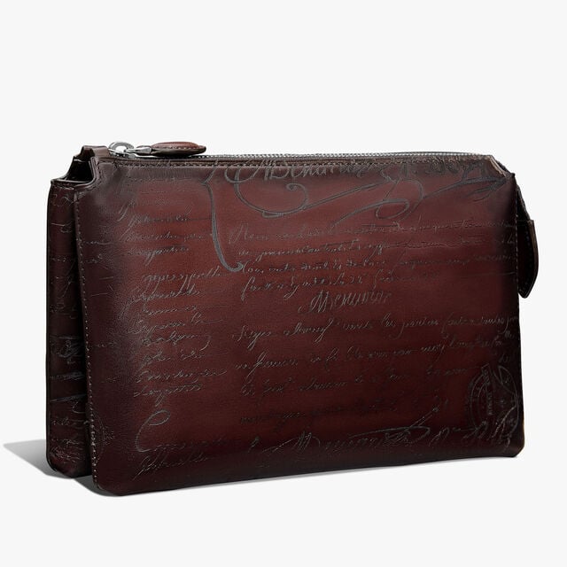 Tersio Scritto Leather Pouch, LEGNO BRUCIATO, hi-res 2
