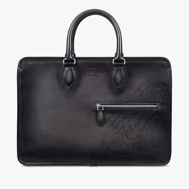 Un Jour Scritto Leather Briefcase, NERO GRIGIO, hi-res 1