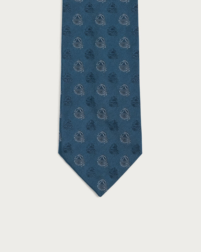 Polka Crest Tie, Cold Night Blue, hi-res