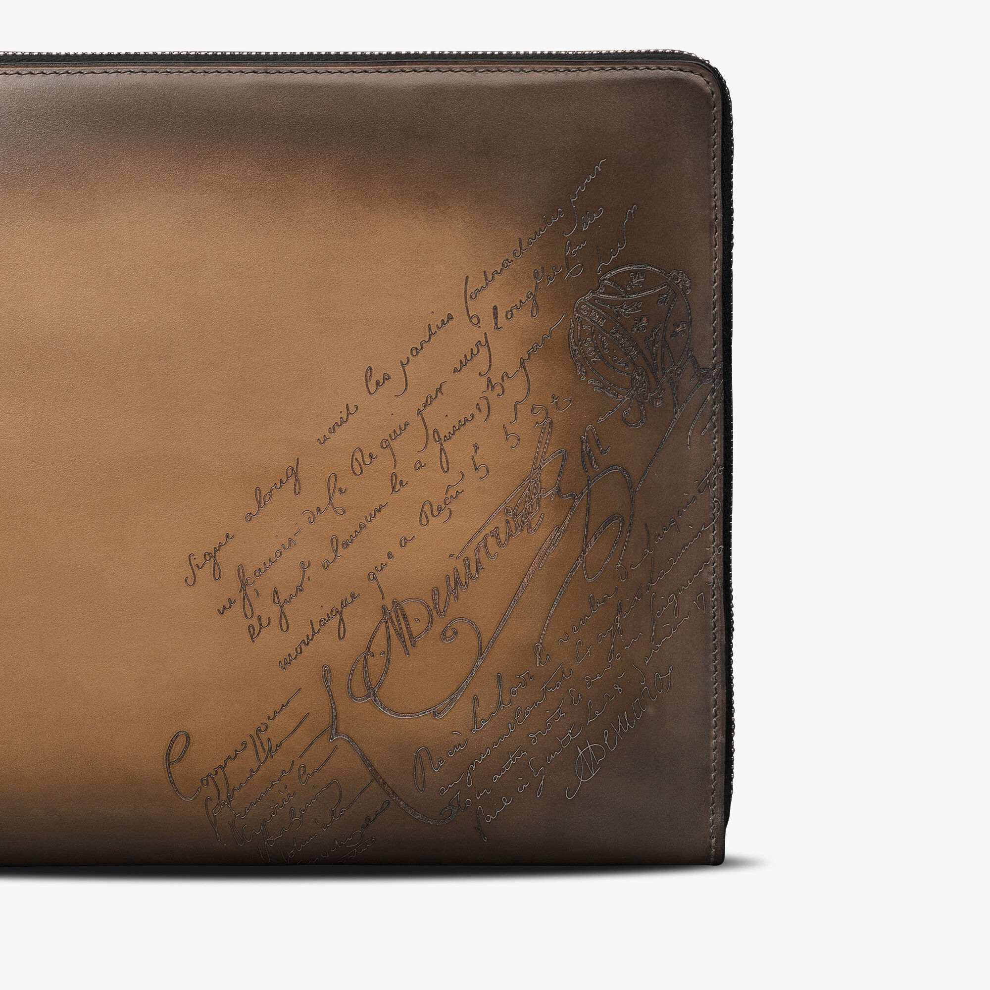 Nino GM Scritto Leather Clutch | Berluti US
