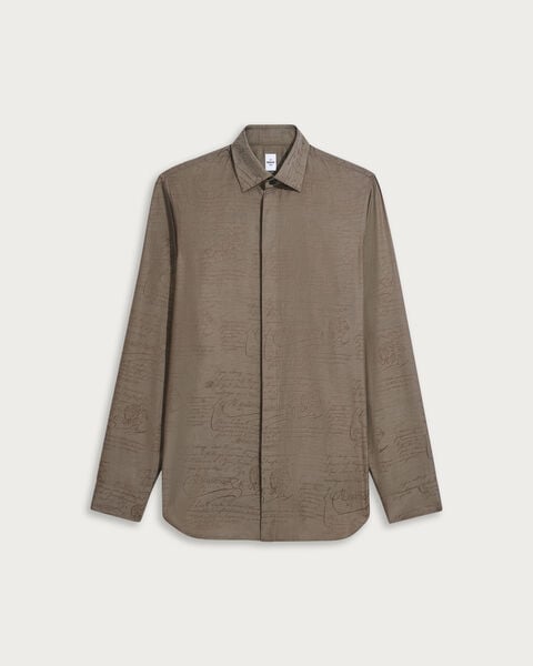 Andy Scritto Pattern Shirt, Sepia, hi-res