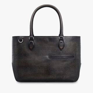 Cabas Toujours Mini Neo En Cuir Scritto, CHARCOAL BROWN, hi-res