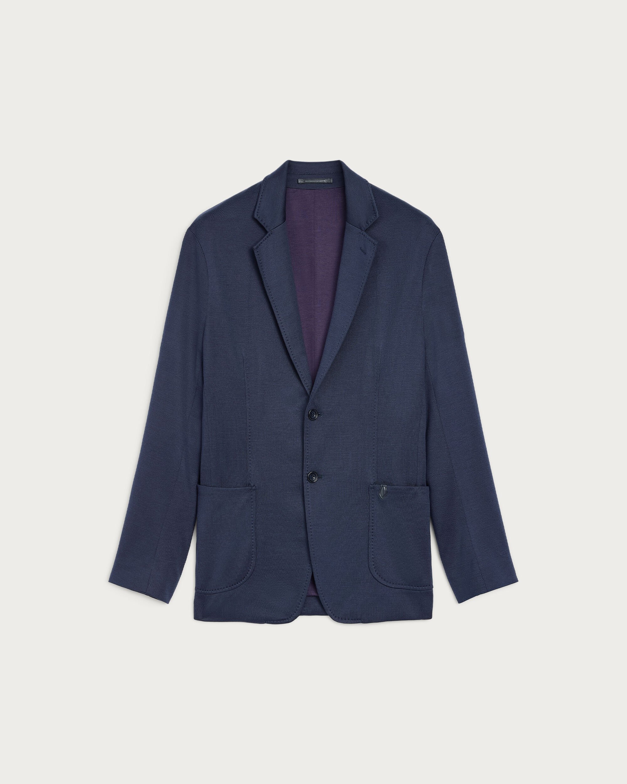 Bicolor Jersey Jacket with Leather Detail, Navy & Purple, hi-res