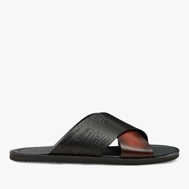 Sifnos Scritto Leather Sandal, CACAO INTENSO, hi-res 1