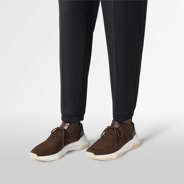 Shadow Knit And Lagoon Calf Sneaker, EARTH BROWN, hi-res 2