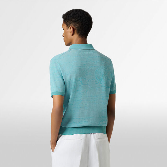 Light Scritto Wool Short Sleeved Polo, DEEP TEAL GREEN, hi-res 3