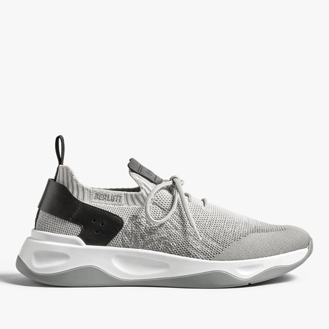 Shadow Scritto Knit And Lagoon Calf Sneaker, GRADIANT DARK GREY, hi-res 1