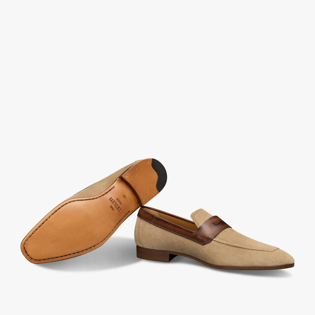 Lorenzo Scritto Suede Leather Loafer, SAND, hi-res 4