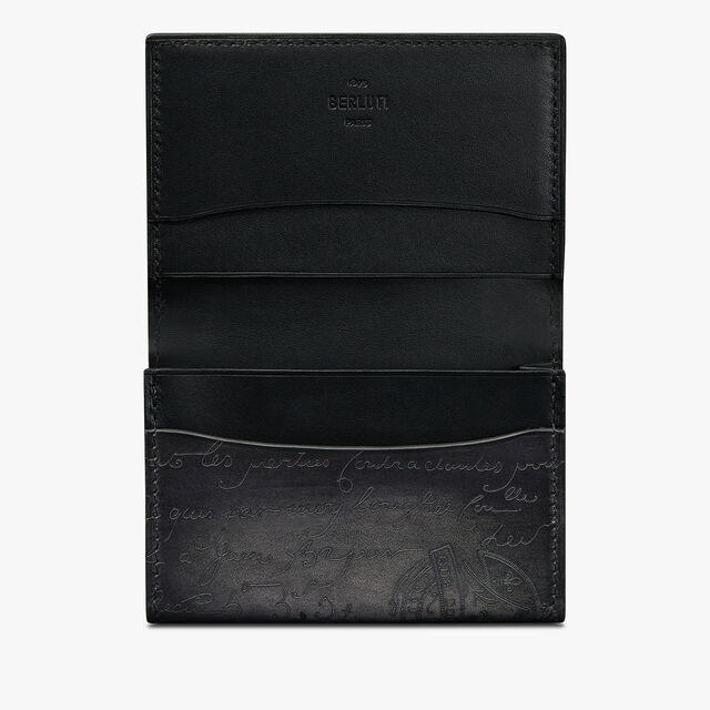 Imbuia Scritto Leather Card Holder, NERO GRIGIO, hi-res 3