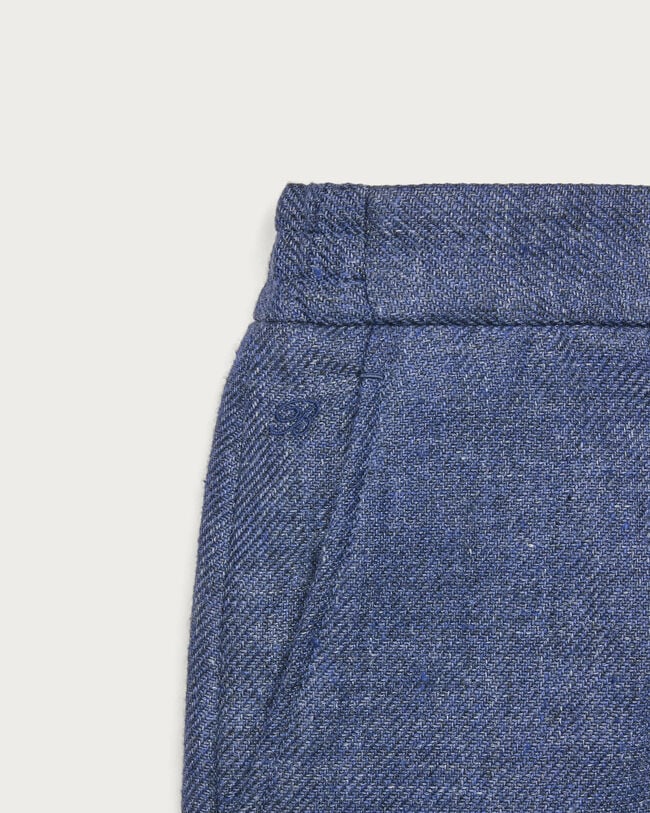 Pantalon D&eacute;contract&eacute; avec D&eacute;tail en Cuir, Soladite Blue, hi-res