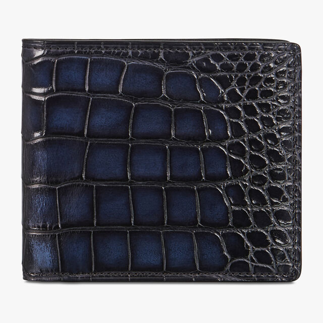 Makore Alligator Leather Wallet, NERO BLU, hi-res 1