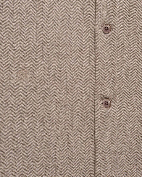 Herringbone Casual Shirt, Light Taupe, hi-res