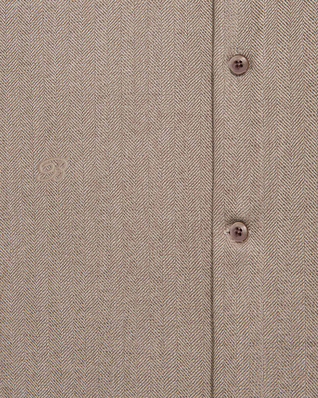 Herringbone Casual Shirt, Light Taupe, hi-res