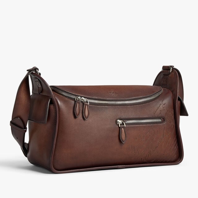 Sac Bandoulière Périple Barrel Bag En Cuir Scritto, SOFT BROWN, hi-res 5