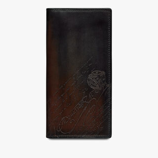 Portefeuille Long Zippé Santal En Cuir Scritto, CHARCOAL BROWN, hi-res