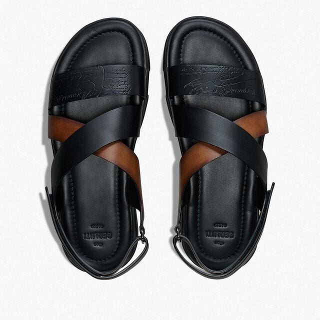 Shadow Leather Sandal, BLACK + CACAO INTENSO, hi-res 3