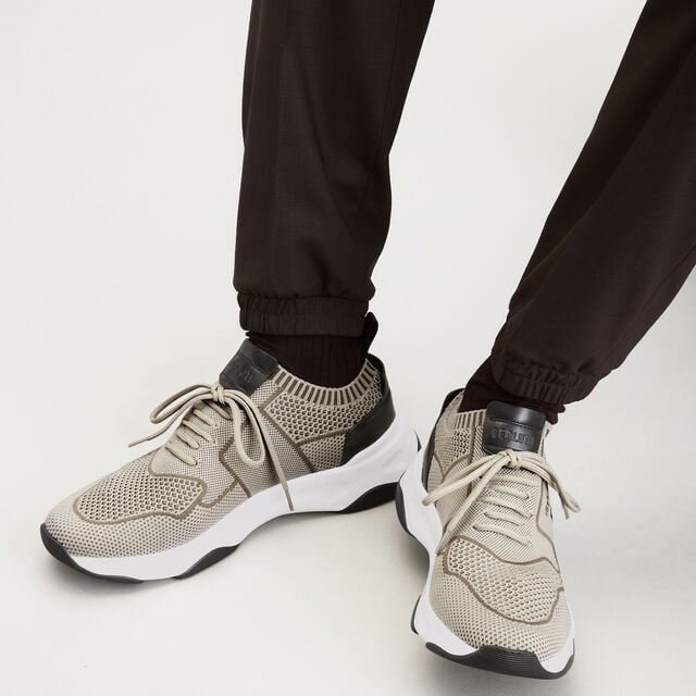 Sneaker Shadow En Maille Et Cuir, SAND, hi-res 2
