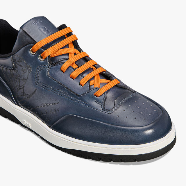 Playoff Scritto Venezia Calf Leather Sneaker, BLU MINERALE, hi-res 5