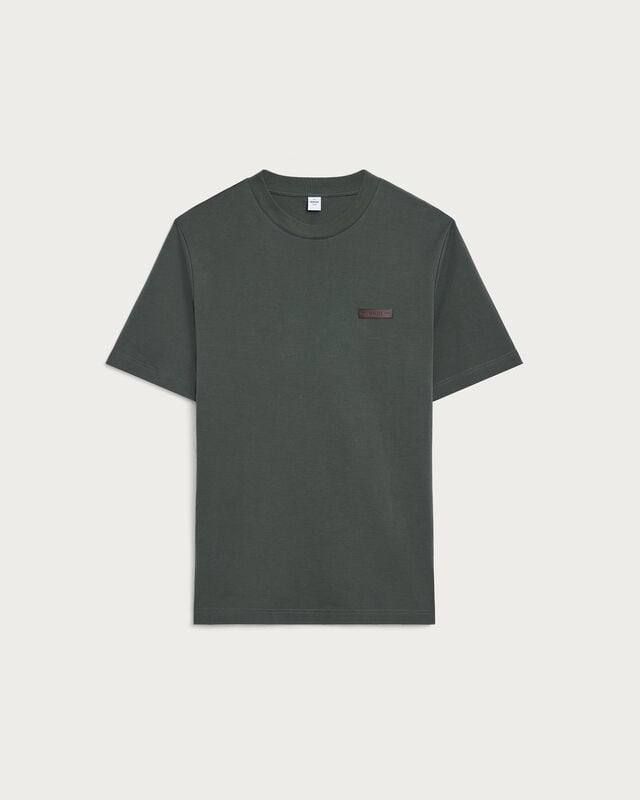 Leather Detail T-shirt, Dark Green, hi-res