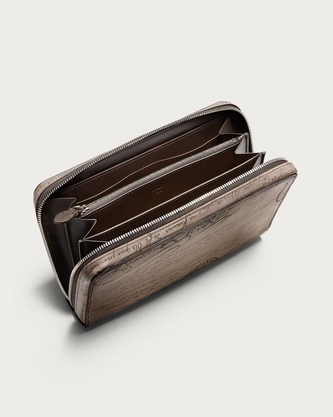 Itauba Wide Zipped Pouch, Gris, hi-res