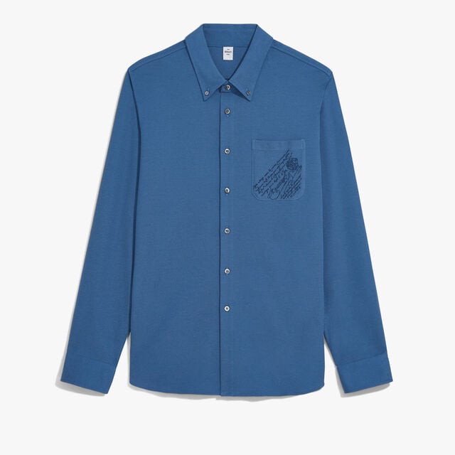 Pique Pocket Scritto Shirt, HELVETIA BLUE, hi-res 1