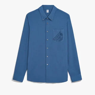 Pique Pocket Scritto Shirt, HELVETIA BLUE, hi-res
