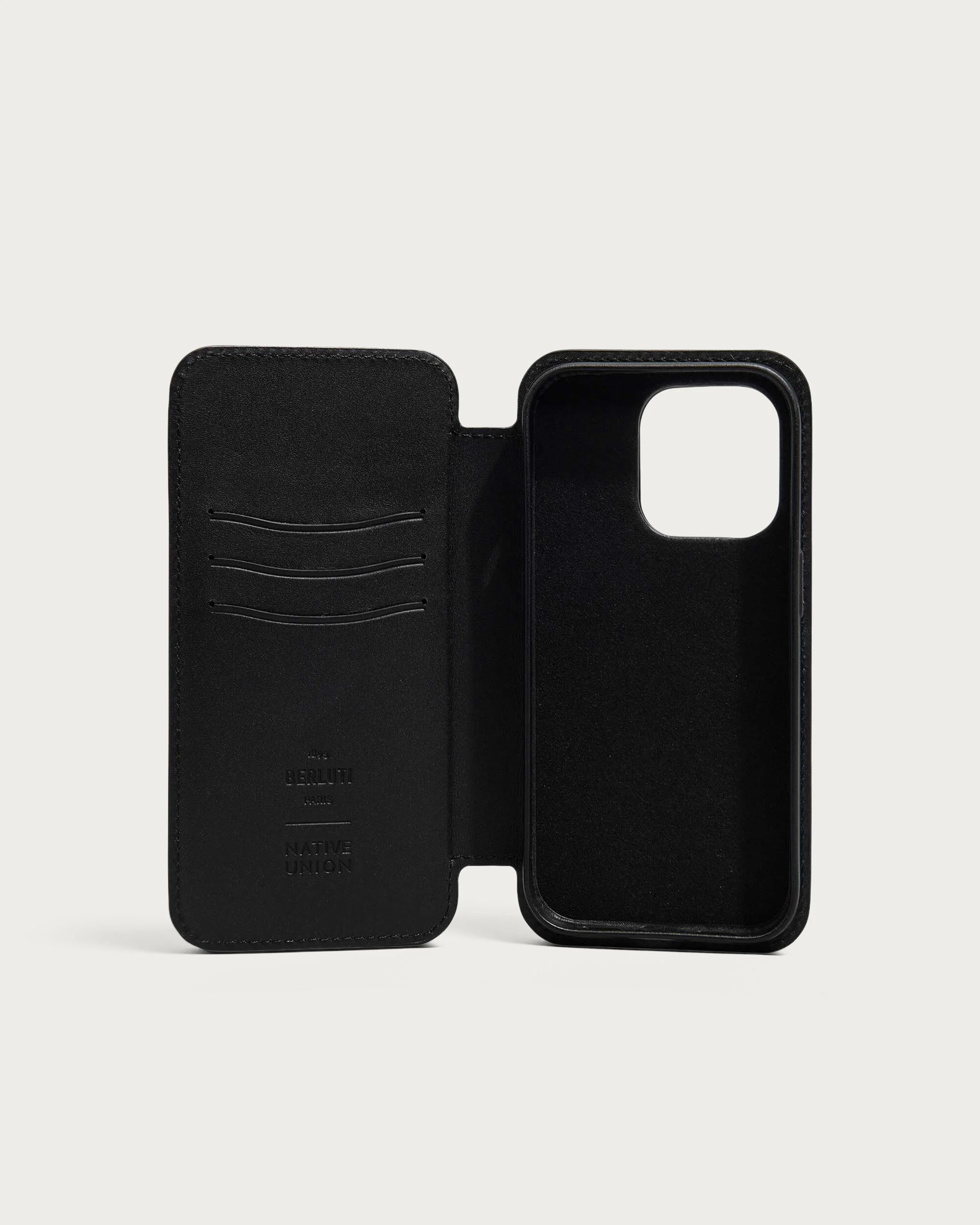 Scritto图纹皮革iPhone 15 Pro Folio手机壳, Ice Gold, hi-res